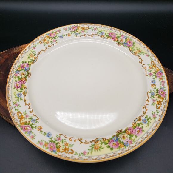 Vintage Edwin Knowles Hostess Luncheon Plate 9.25" – Floral Scrolls Multicolor - Picture 2 of 7